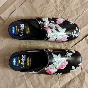 Genuine Swedish Wood and Leather Clogs (Black)